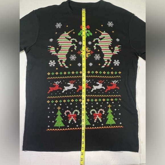 Unicorn black tacky Christmas sweater size L/Large - Picture 6 of 7